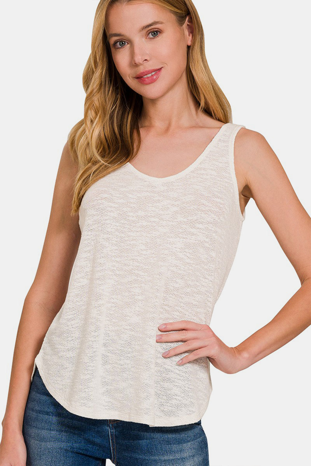 Curved Hem Tank - Ivory