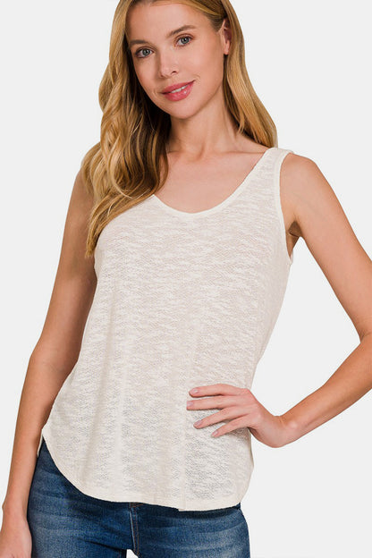 Curved Hem Tank - Ivory