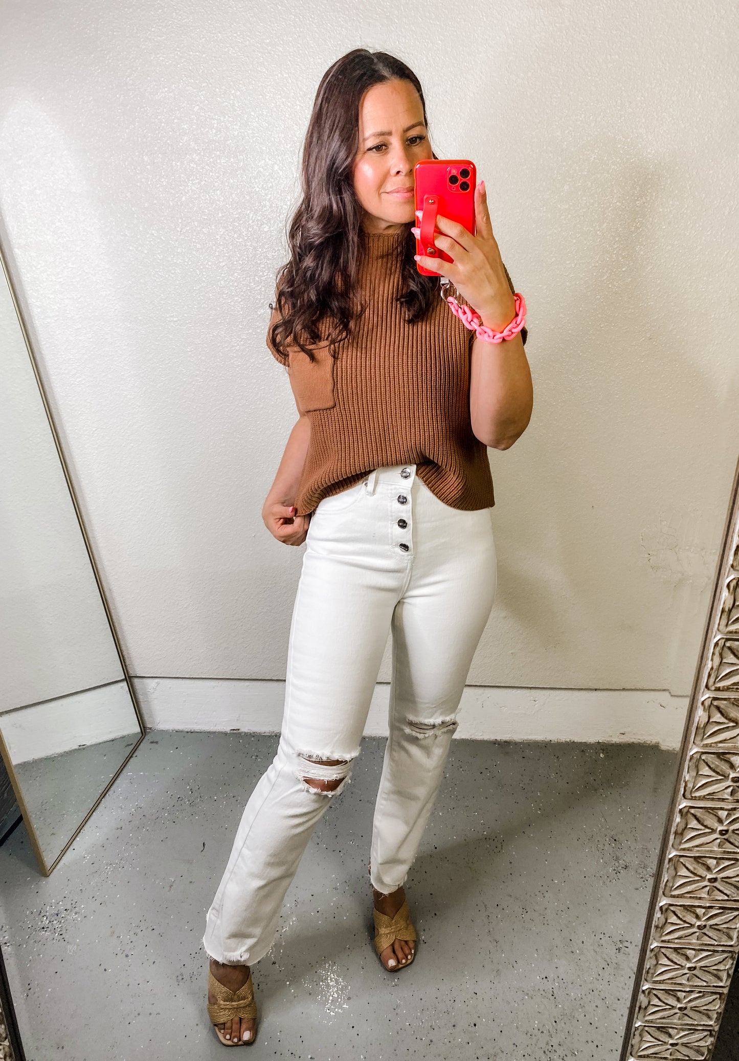 RISEN High Rise Button Fly Straight Ankle Jeans