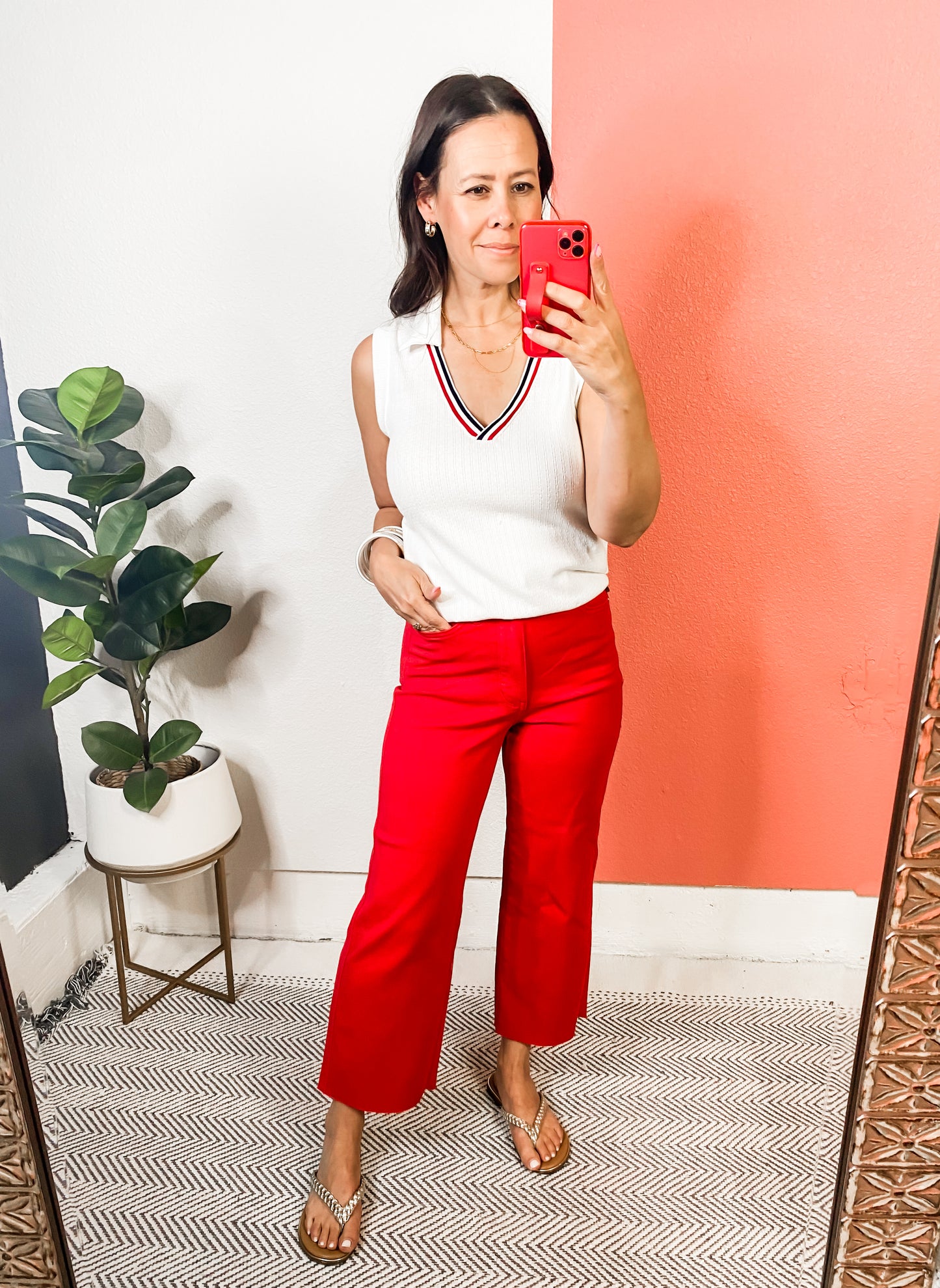 Judy Blue Tummy Control Wide Leg Crop Jeans in Red