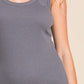 Ribbed Scoop Neck Tank - Charcoal