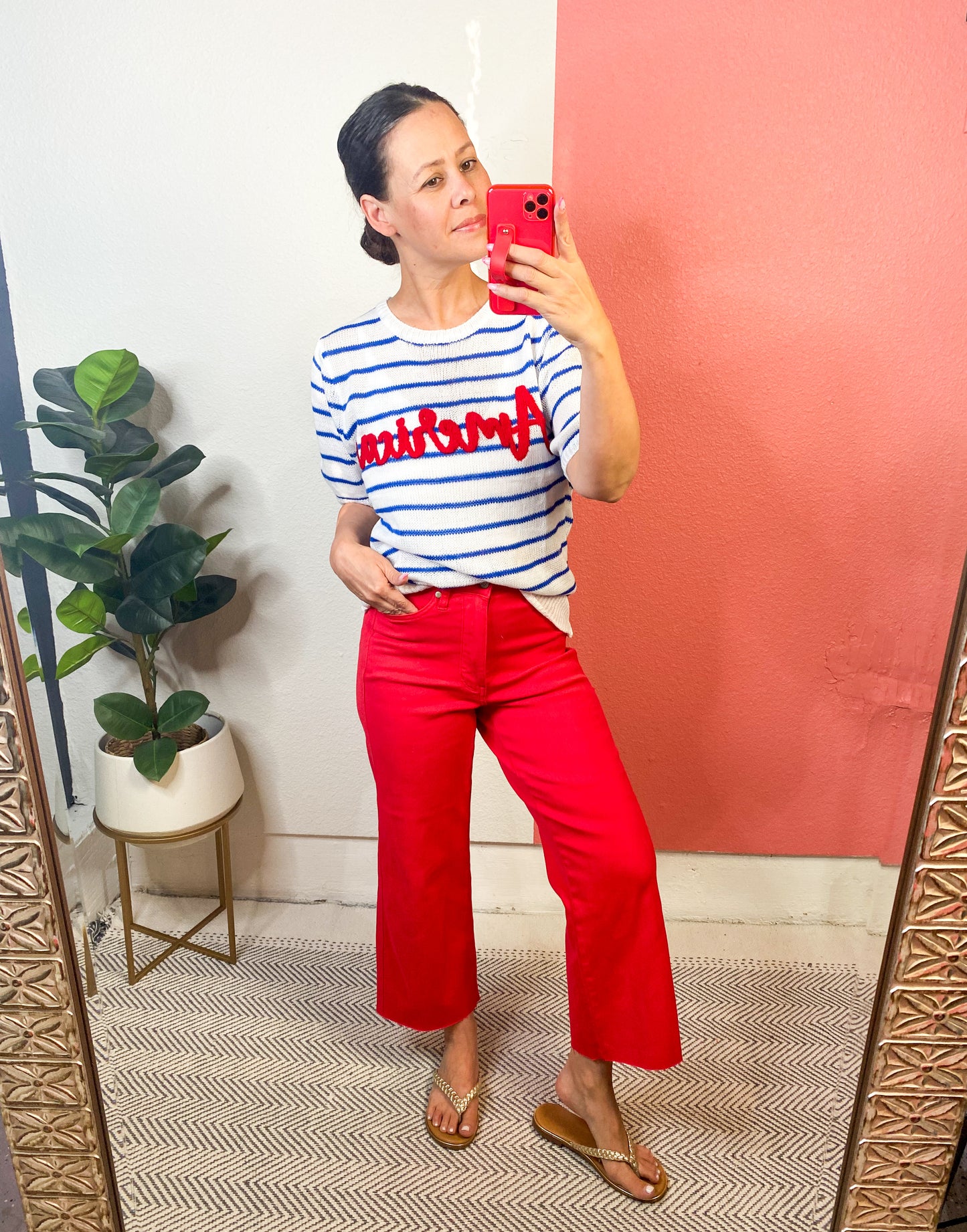 America Striped Knit Top