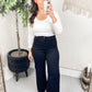 August High Rise Wide Leg Crop Jeans in Black