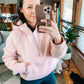 Half Zip Cropped Hoodie in Pink