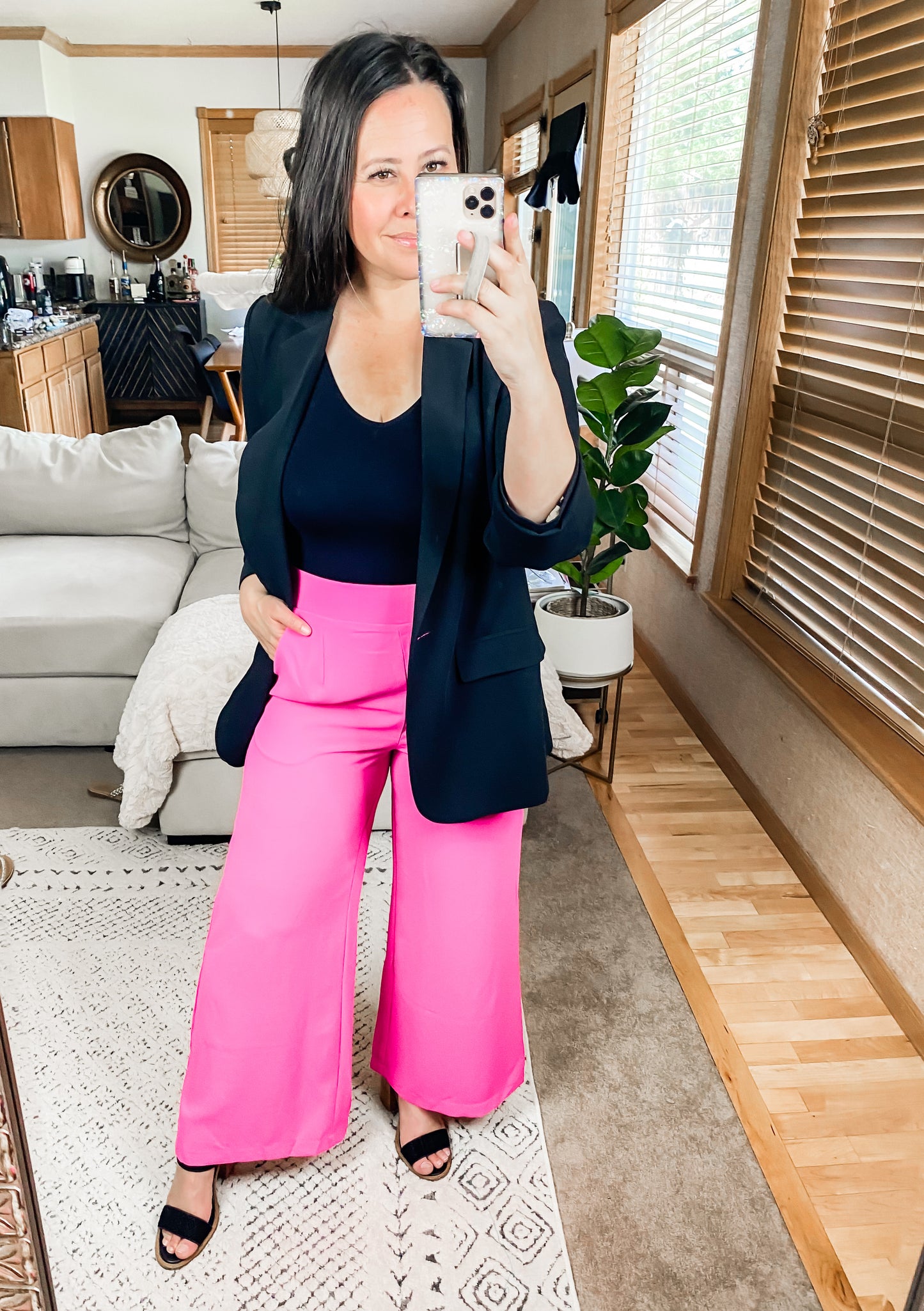 I Love These High Rise Wide Leg Pants in Hot Pink