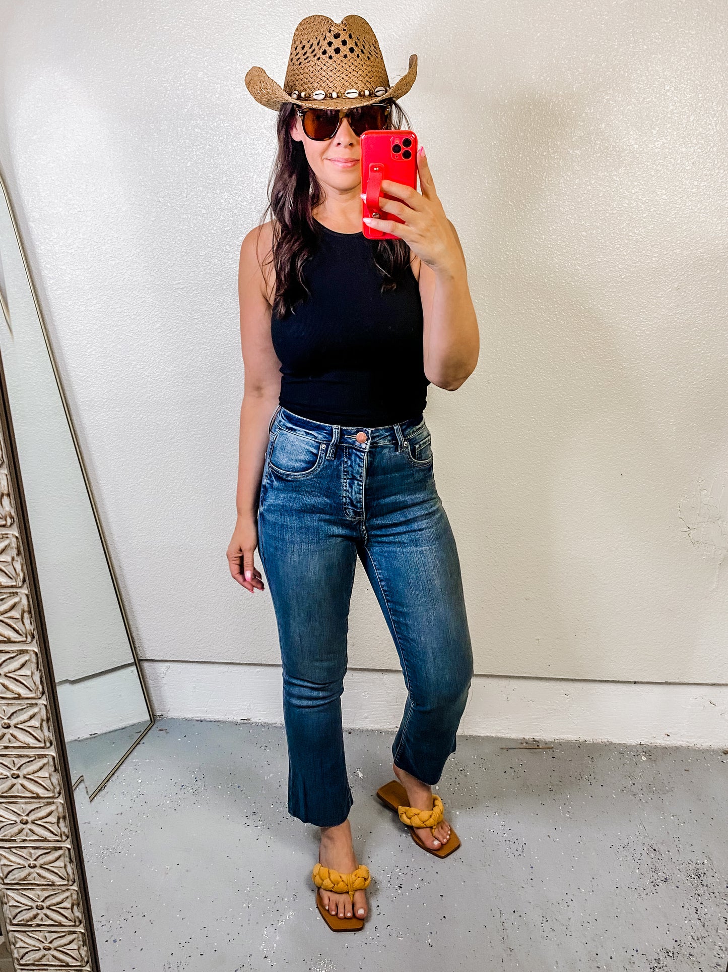 RFM Tummy Control High Waist Cropped Boot Cut Jeans