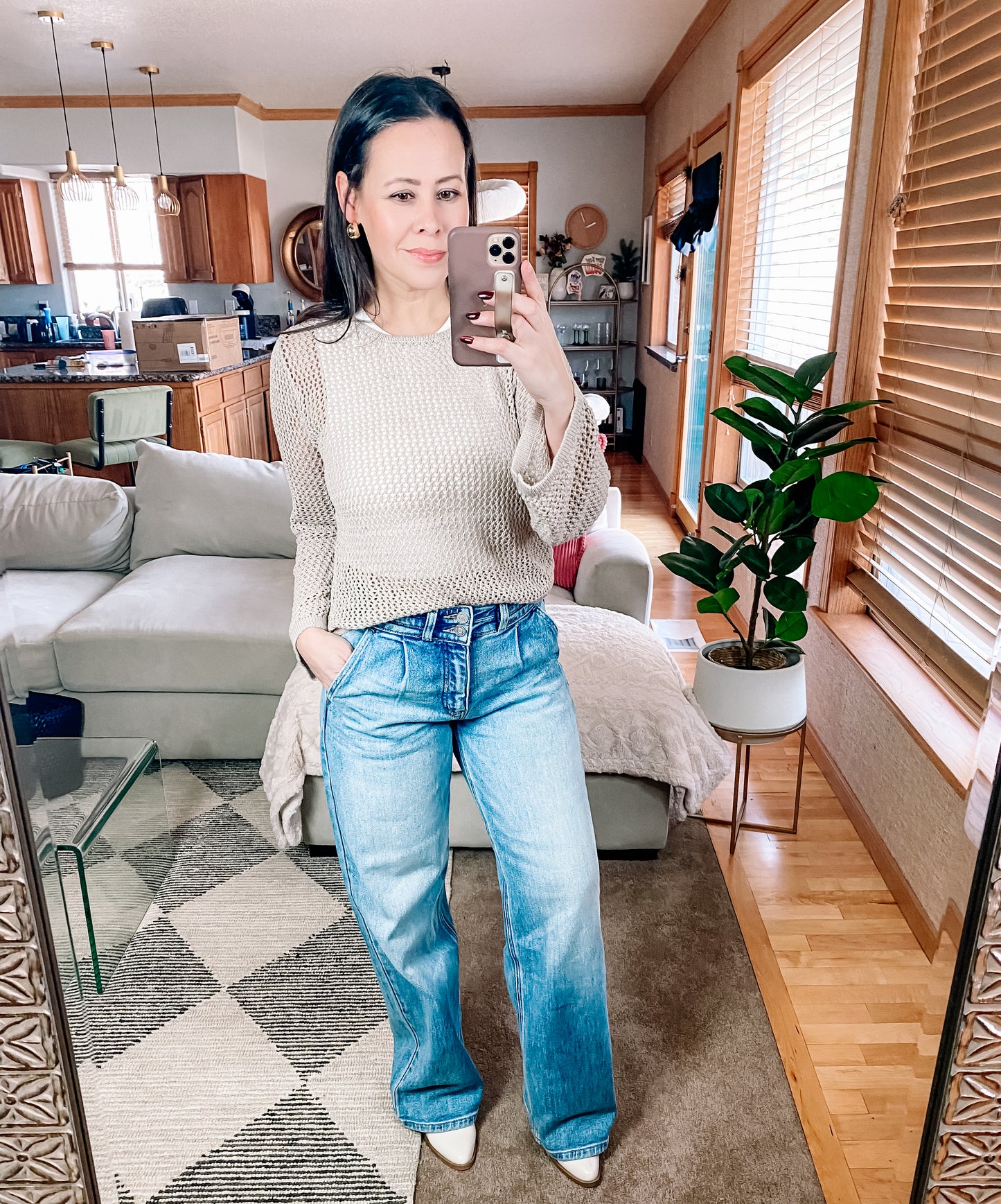 Kancan Pleated Wide Leg Jeans
