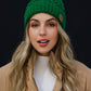Classic Green Cable Knit Pom Hat