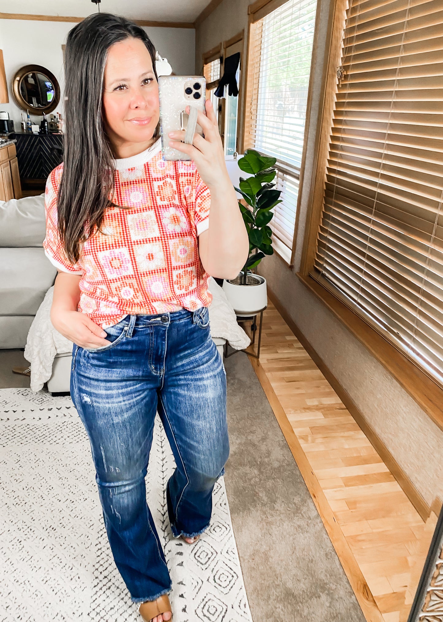 Retro Floral Knit Top