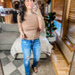 Round Neck Ribbed Cropped Tank in Mocha