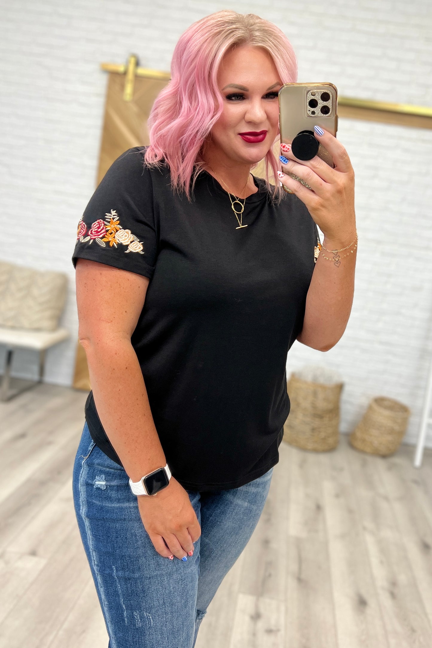 Roses On My Sleeves Embroidered Top