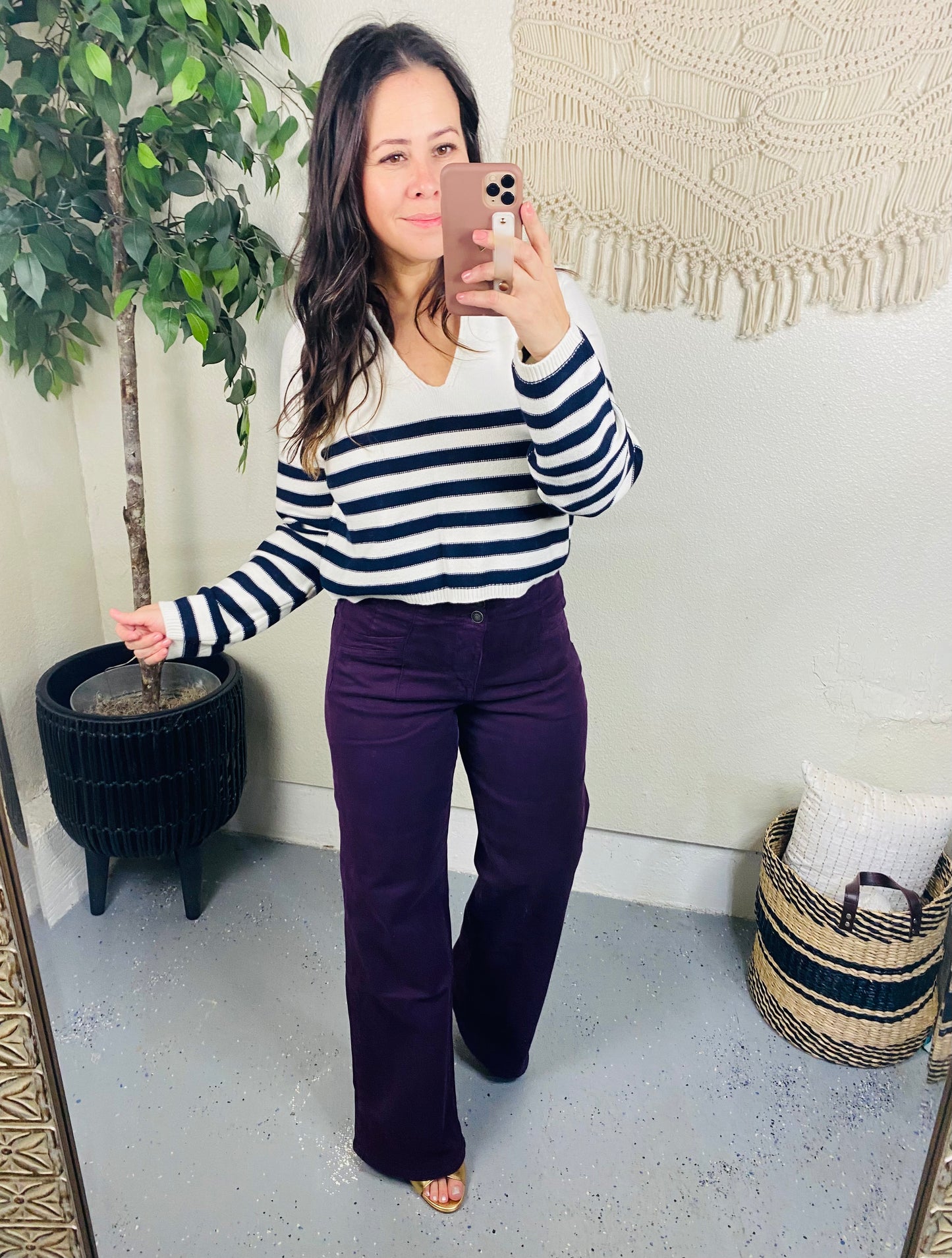 Memorable Moments Striped Sweater in White/Navy