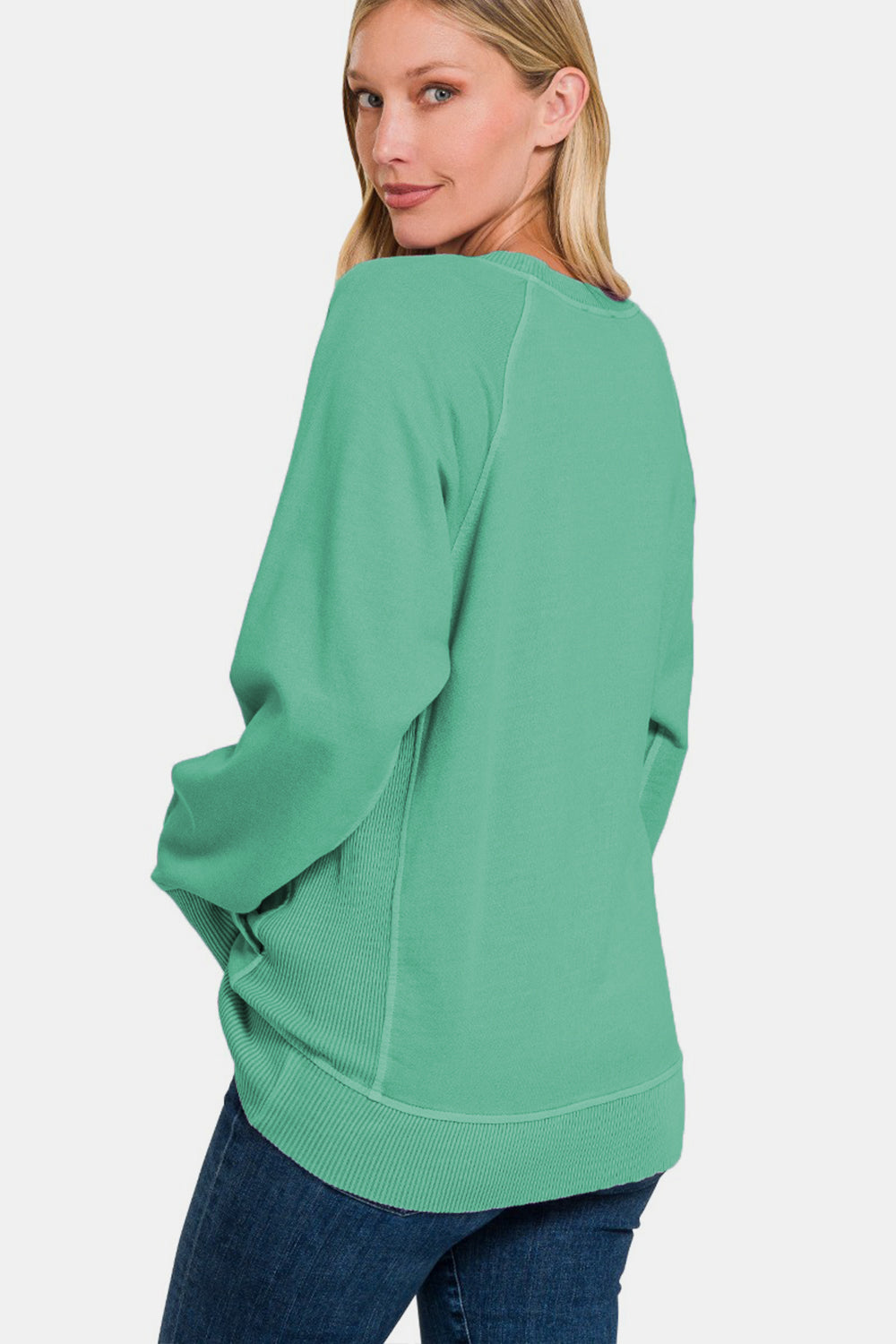 Pigment Dyed French Terry Sweatshirt w/Pockets - Green