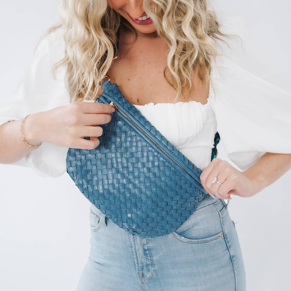 RESTOCKED! Westlyn Woven Bum Bag: Checkered Brown