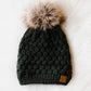 Dark Green Knit Pom Hat