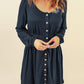 Button Down Long Sleeve Dress with Pockets