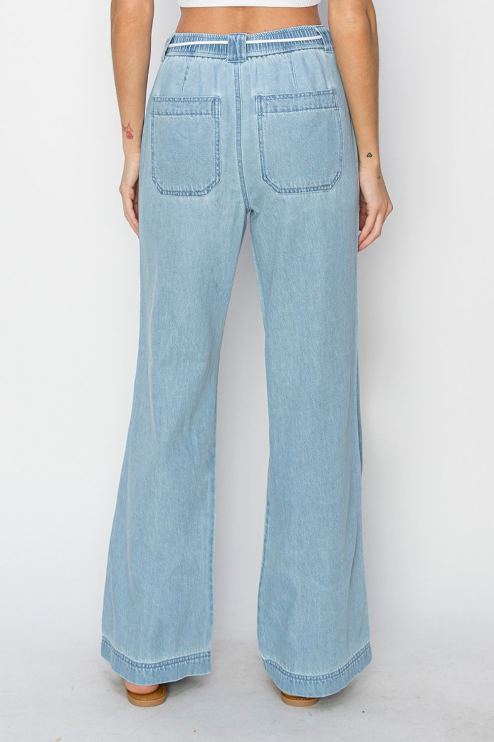 RISEN Pull On Drawstring Straight Jeans