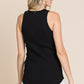 Ribbed Round Neck Tank - Black