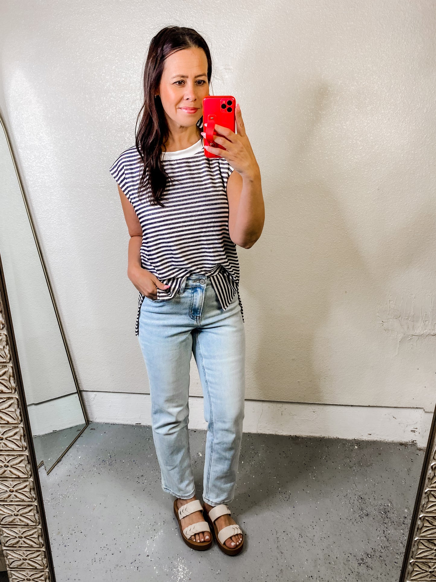What's Going On Striped Sleeveless Top
