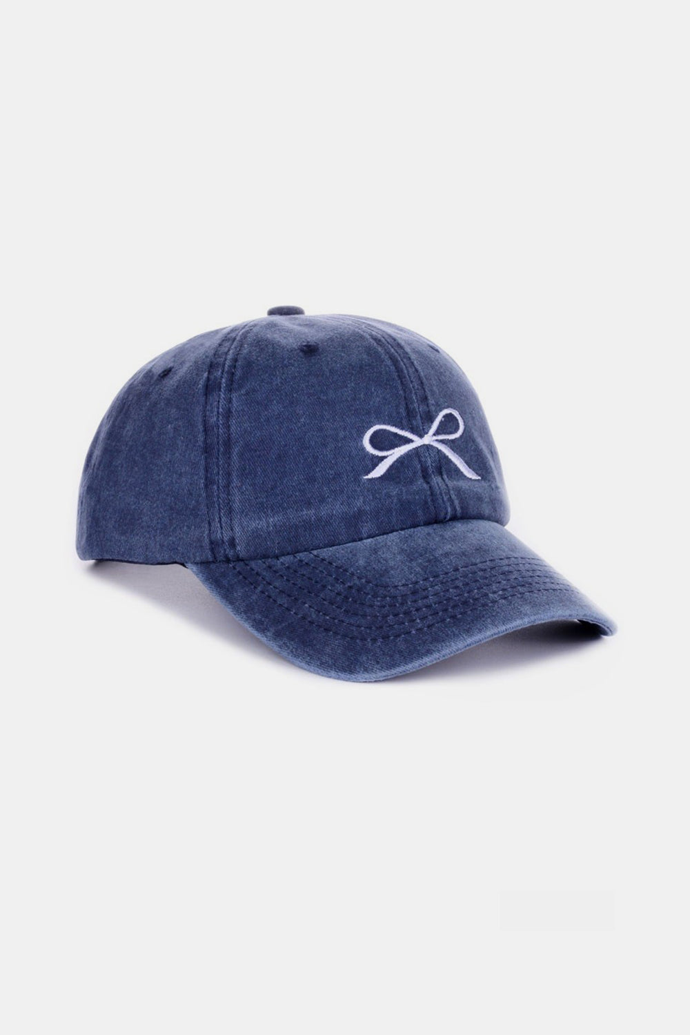 Bow Embroidered Washed Ballcap