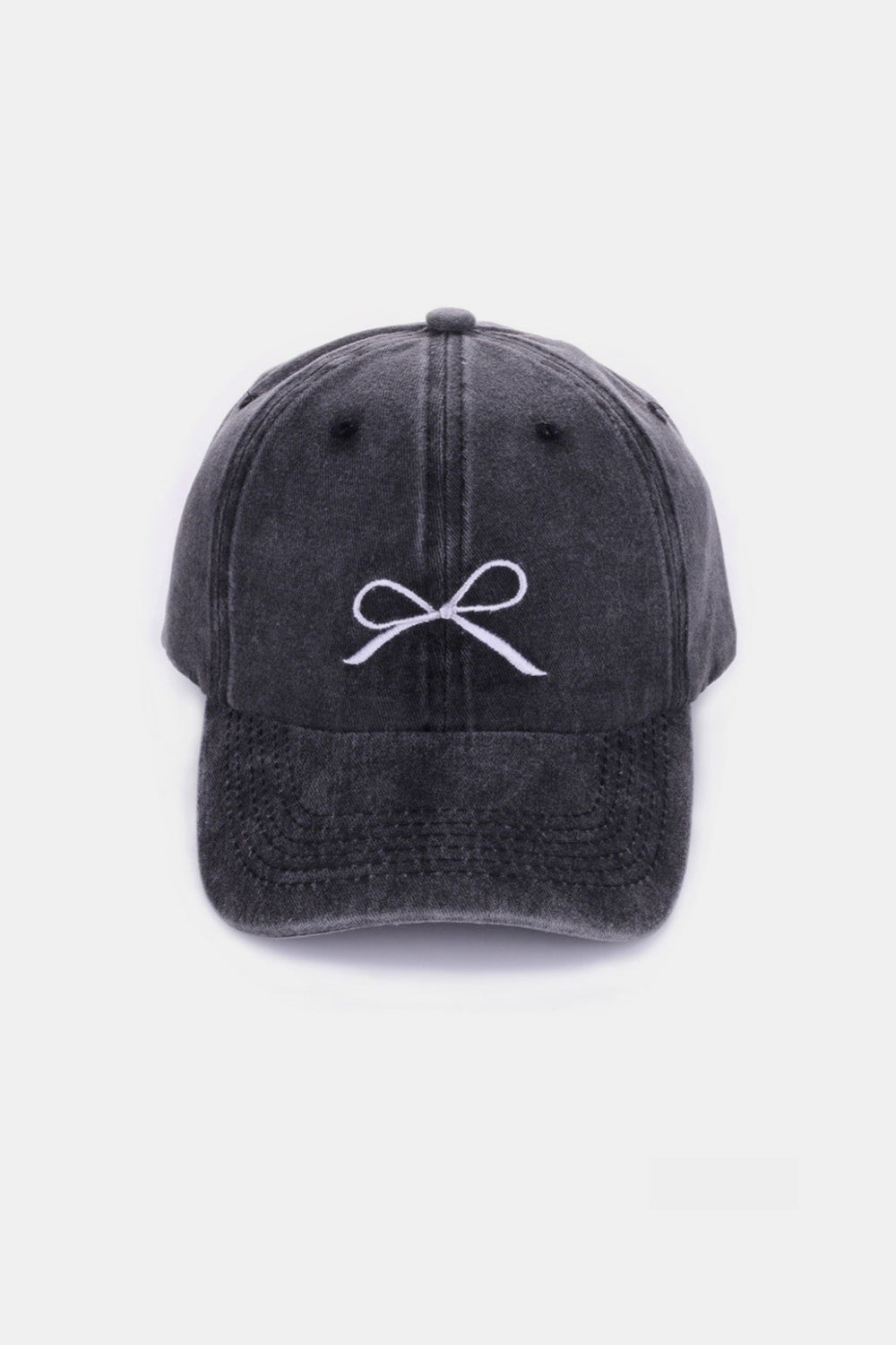 Bow Embroidered Washed Ballcap