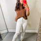 Mock Neck Short Sleeve Cropped Sweater - Dk Green