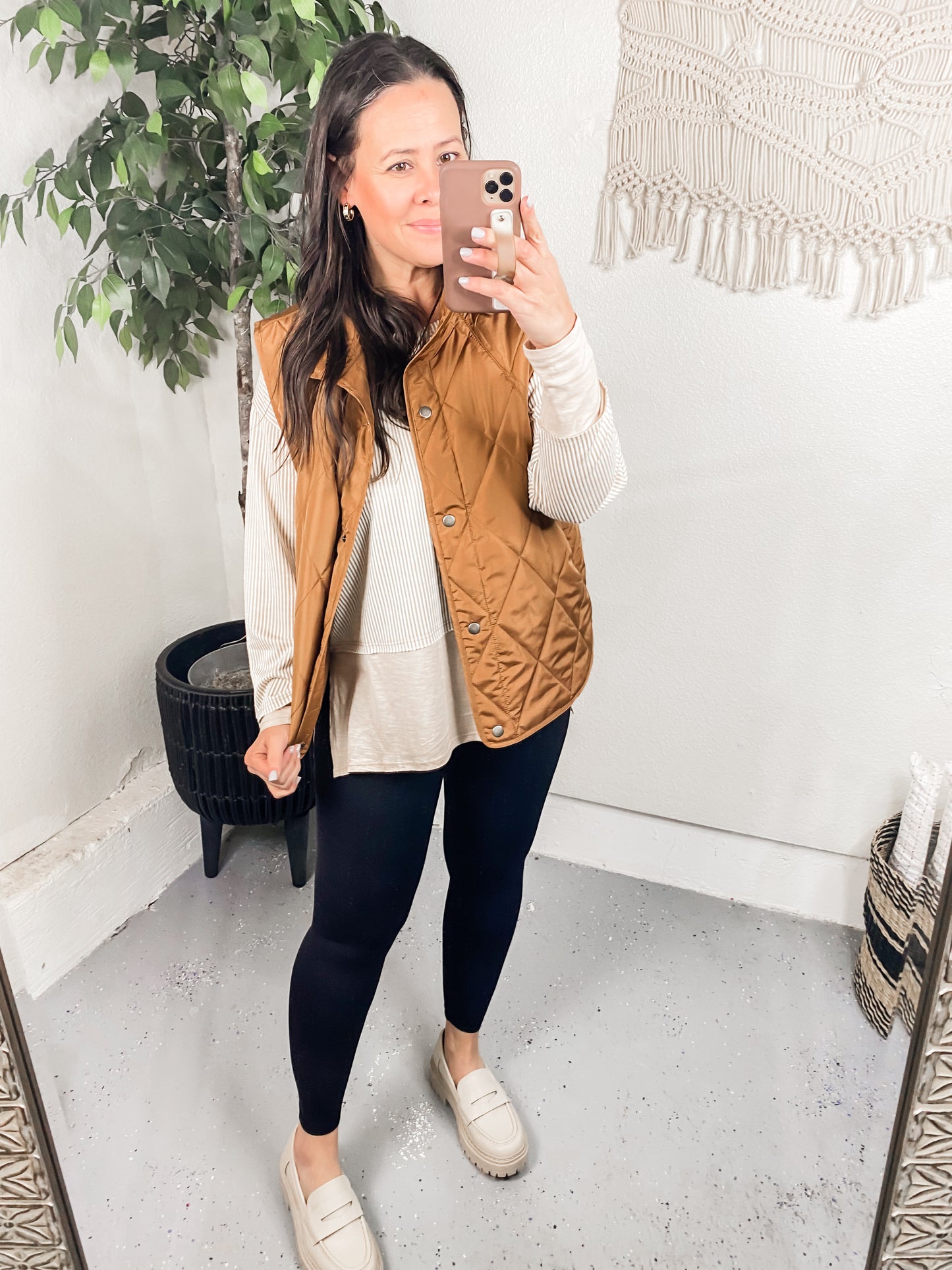 Neither Here Nor There Puffer Vest in Camel