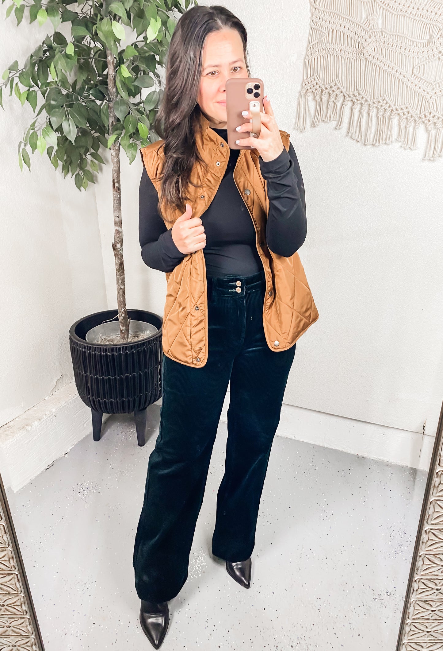 Neither Here Nor There Puffer Vest in Camel