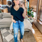 Frequently Asked Questions V-Neck Top in Black