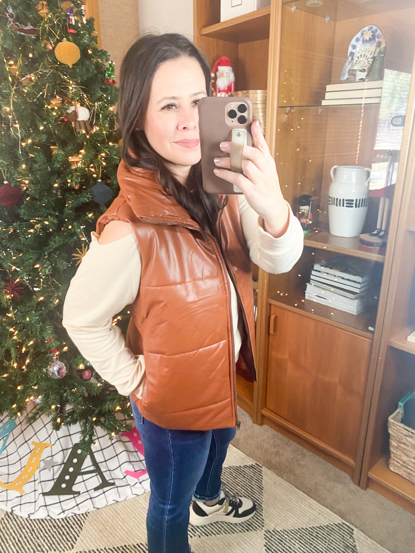 Persistence Pays Off Faux Leather Puffer Vest