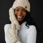 Beige Cable Knit Pom Hat