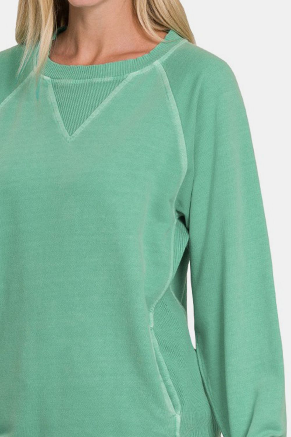 Pigment Dyed French Terry Sweatshirt w/Pockets - Green