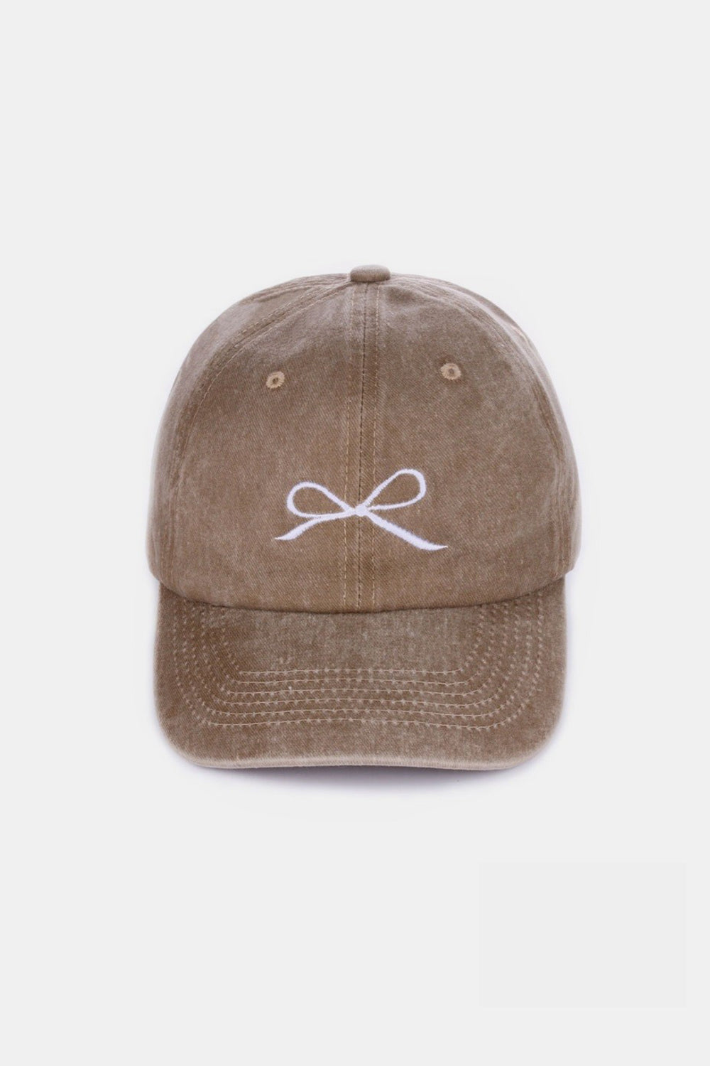 Bow Embroidered Washed Ballcap