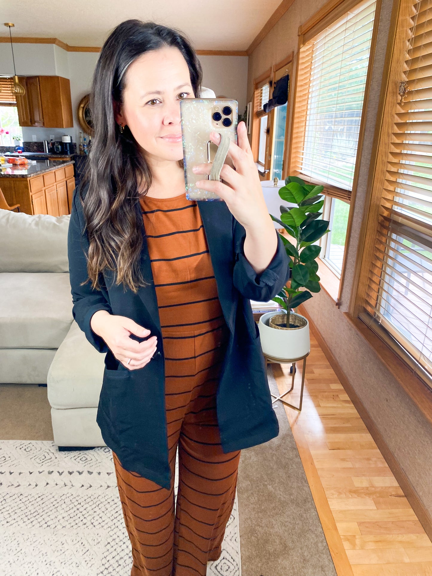 Cotton Bleu Classic Oversized Jacket Blazer in Black and Camel