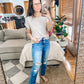 BAYEAS Mid Rise Distressed Ripped Straight Jeans