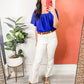 Keep Me Close Square Neck Short Sleeve Blouse in Royal