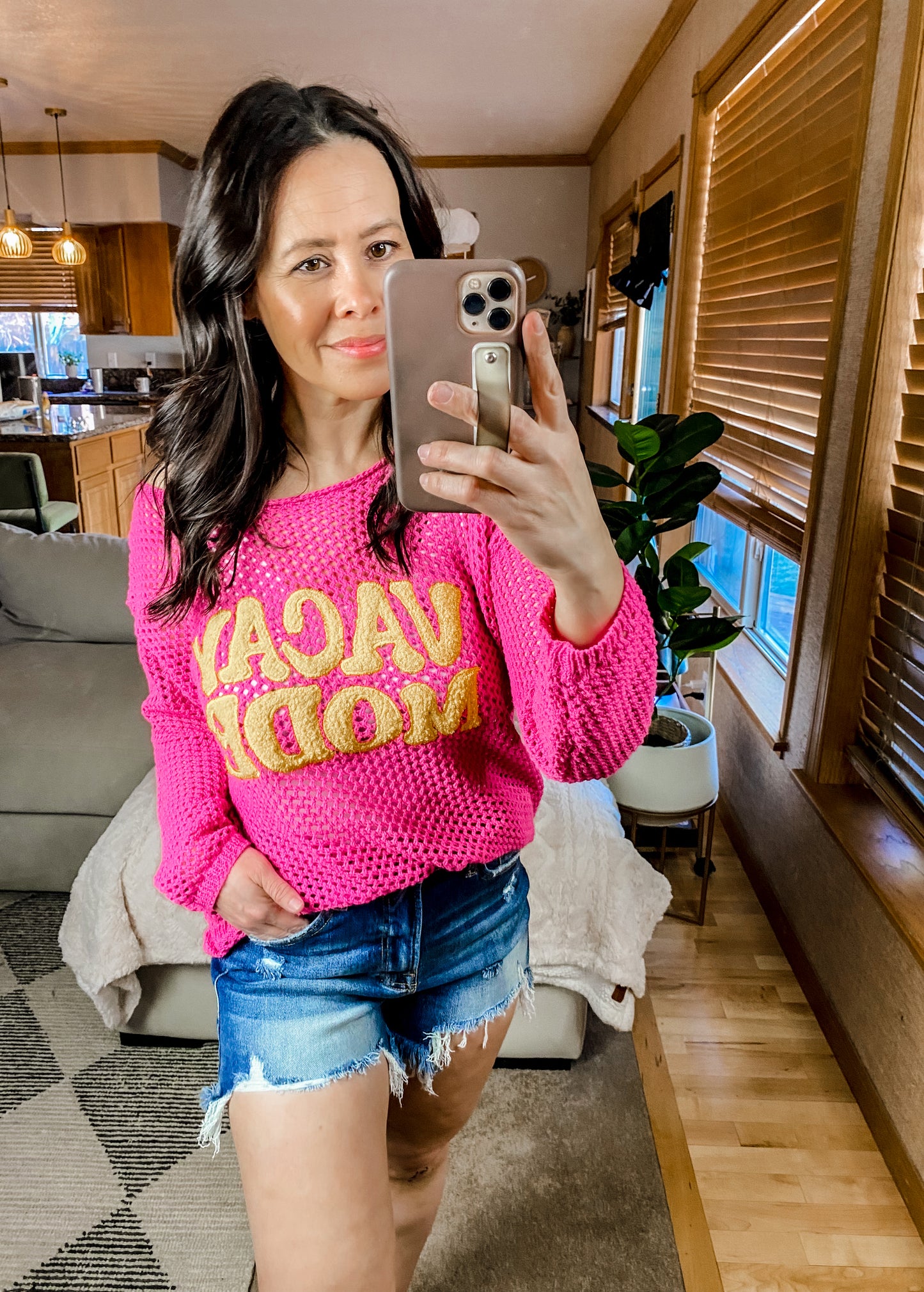 VACAY MODE Embroidered Knit Cover Up