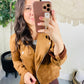 Clara Faux Suede Moto Jacket in Camel