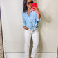 Denim Button Down Shirt Top in Light Blue