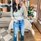 Ribbed Round Neck Long Sleeve Knit Top