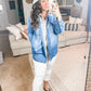 Jordan Hooded Denim Shacket in Light Wash