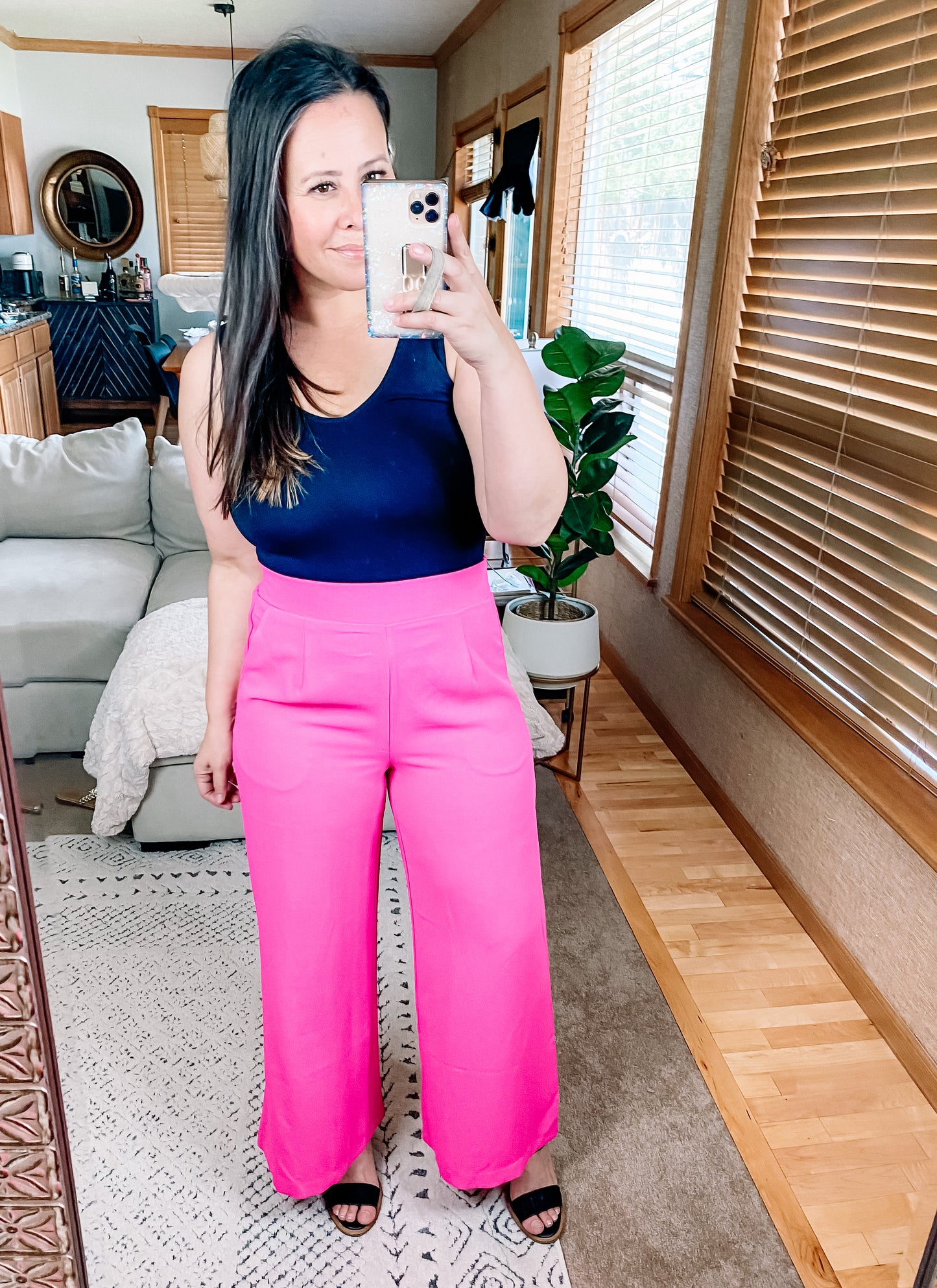 I Love These High Rise Wide Leg Pants in Hot Pink