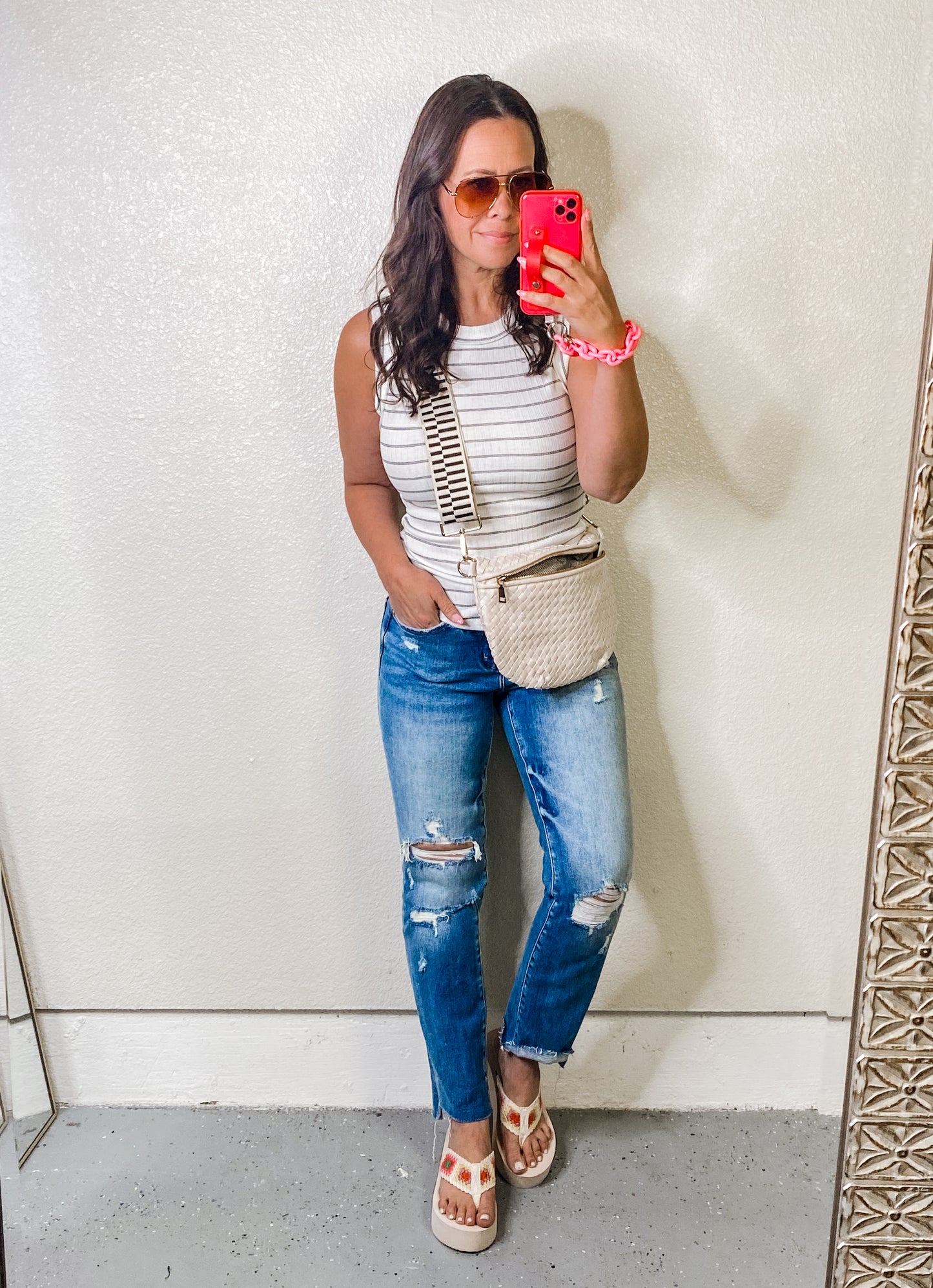 Striped Round Neck Tank