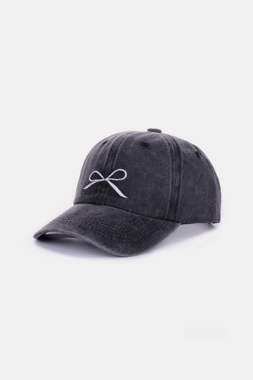 Bow Embroidered Washed Ballcap