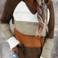 Color Block Knitted Hoodie - Multiple Colors Available