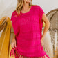 Fringed Hem Knit Top - Fuchsia