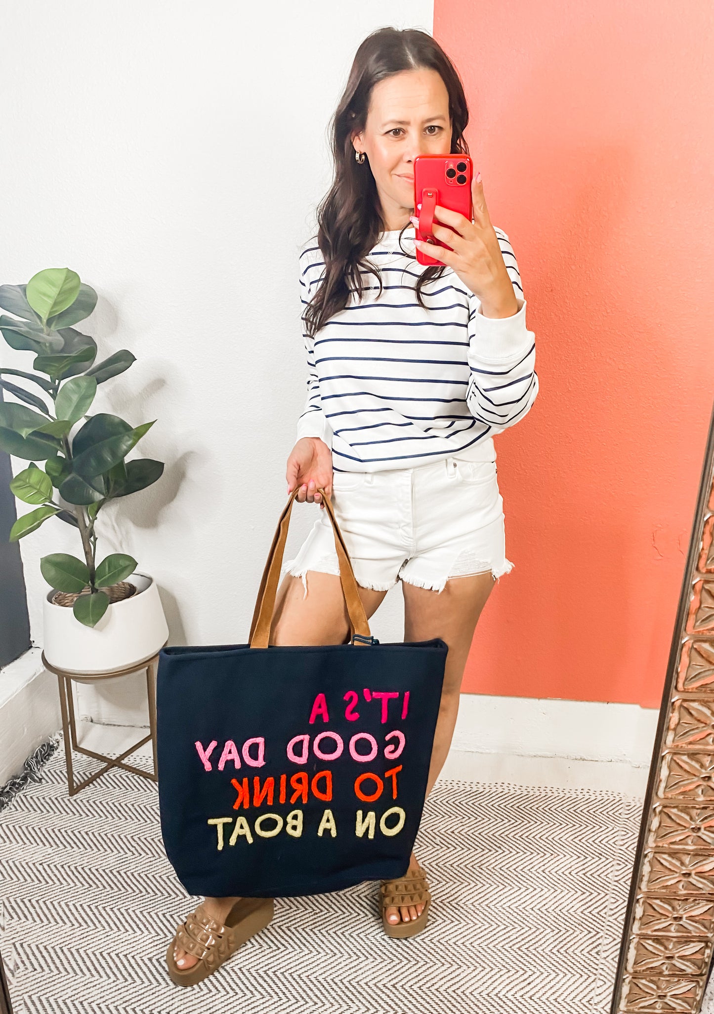 Navy Drink On A Boat Tote