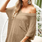 V-Neck Short Sleeve Knit Top - Cappucino