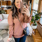 Leena Mock Neck Pullover in Cranberry