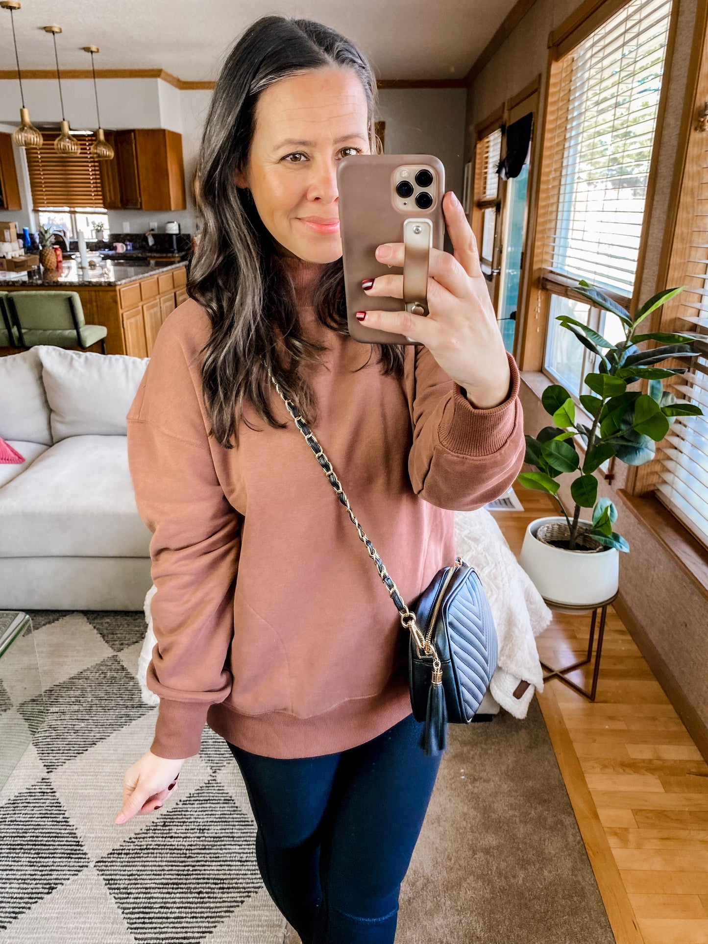 Leena Mock Neck Pullover in Cranberry